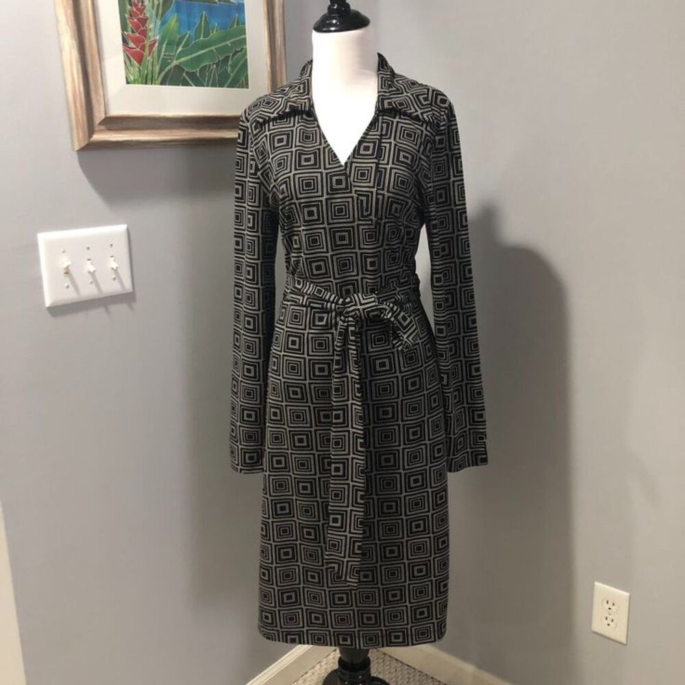 Express Black White Geometric Pattern French Cuff… - image 2